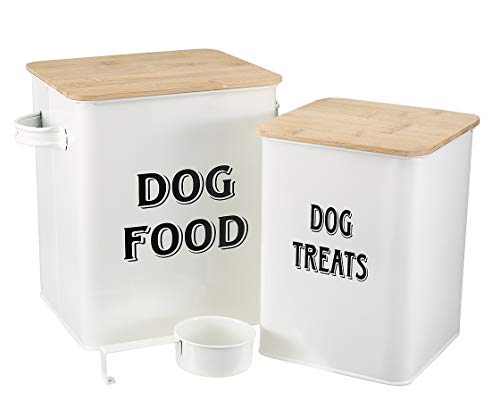 Pet Food and Treats Containers Set with Scoop for Cats or Dogs