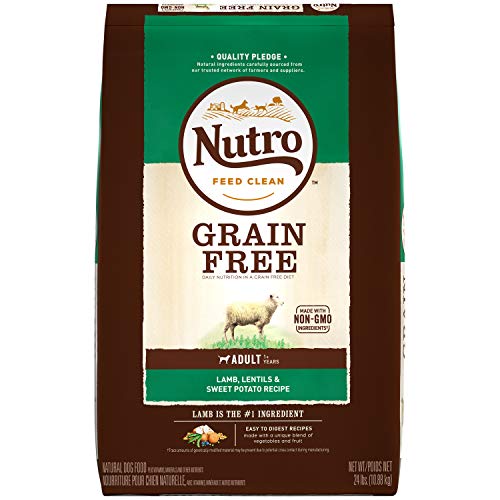 NUTRO GRAIN FREE Natural Adult Dry Dog Food Lamb, Lentils and Sweet Potato, 24 lb. Bag