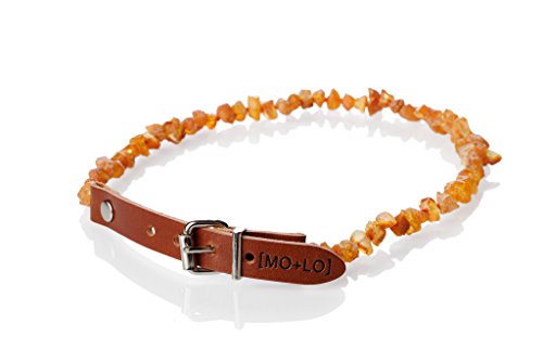 Mo + Lo Naturals Raw Baltic Amber Collar - For Dogs and Cats - Chemical-Free, 100% Authentic, (16"-18")