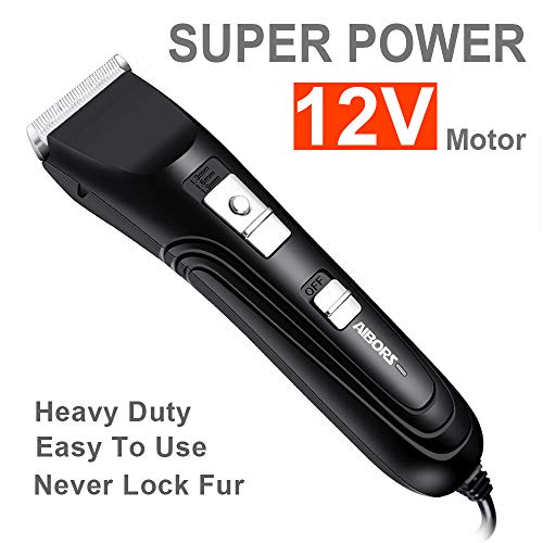 AIBORS Dog Clippers Shaver Clipper Low Noise High Power for Thick Heavy Coats Plug-in Pet Trimmer Pet Professional Grooming Hair Clippers with Guard Combs Brush for Dogs Cats and Other Animals