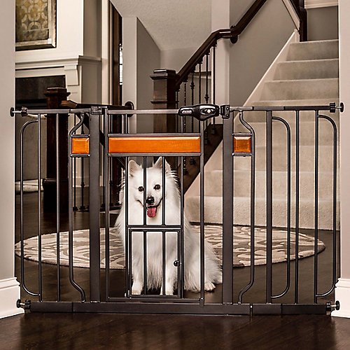 Carlson Home Design Extra Wide Walk Thru Pet Gate with Small Pet Door