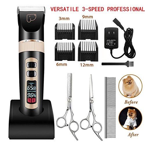 kiizon Dog Grooming Clippers 3-Speed Professional Rechargeable