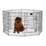 MidWest Foldable Metal Exercise Pen / Pet Playpen. Black w/ door