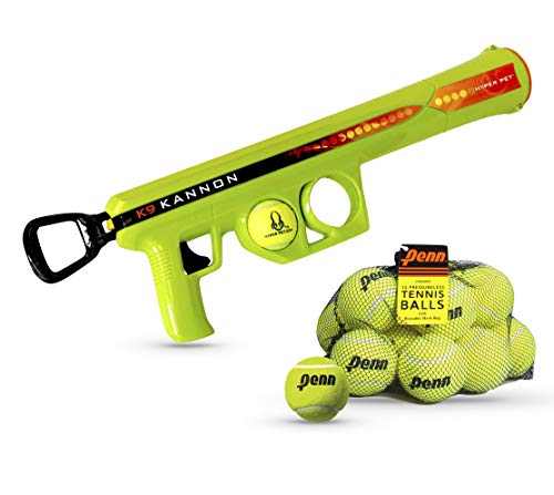 Sonship & Abundance K9 Kannon Ball Launcher and 12 Pack Tennis Balls | Fun Dog Toy Bundle for Shooting Balls far