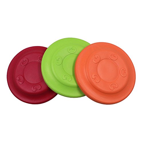 QNJM Bite-Resistant Dog Flying Disc,Rubber Flying Discs Dog Toy Non-Toxic Soft Flexible Dog Flying Saucer Toy for Interactive Fun Play Exercising 3 Pcs (Size : S)