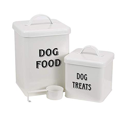 Dog Food and Treats Containers Set with Scoop for Dogs - Vintage Cream