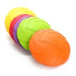 Dog Flying Disc Frisbee Interactiveon Multifuncti Dog Rubber Flying Saucer Toys Dog Fetch Toy- Floats in Water & Safe on Teeth - S - Random Color