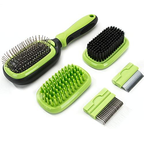 HIPIPET Pet Grooming Tools Dog Deshedding Brush 5-in-1 Brushes for Dogs and Cats with Short to Long Hair