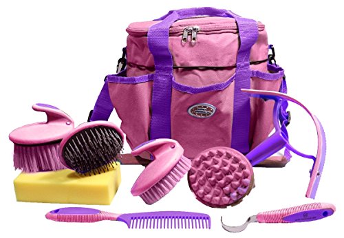 Derby Premium Comfort 9 Item Horse Grooming Kit (Purple/Pink)