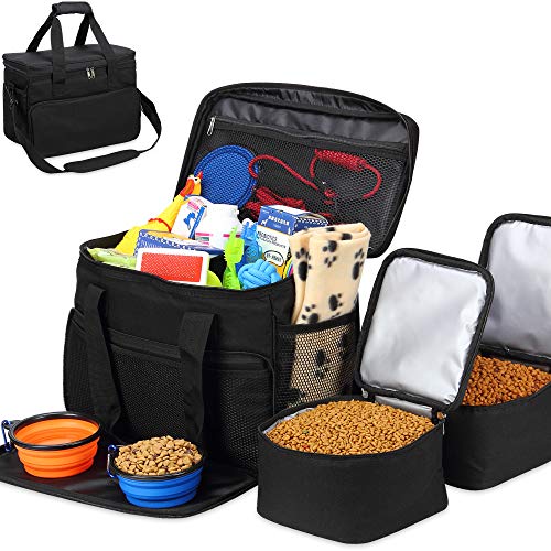 Kundu Cat & Dog Travel Bag - Includes 2 Food Carriers, 2 Bowls & Place Mat