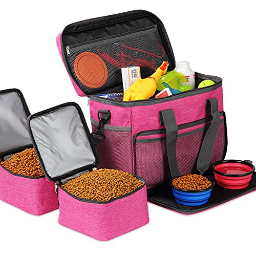 KOPEKS Cat and Dog Travel Bag - Includes 2 Food Carriers