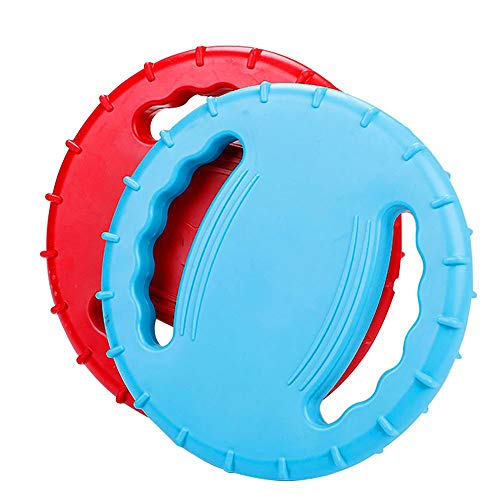 ZYZ 2 Pcs Dog Flying Disk Silicone Training Toys with Handle Bite Resistant