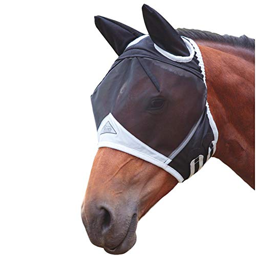 Shires Fine Mesh Fly Mask with Ears, Black