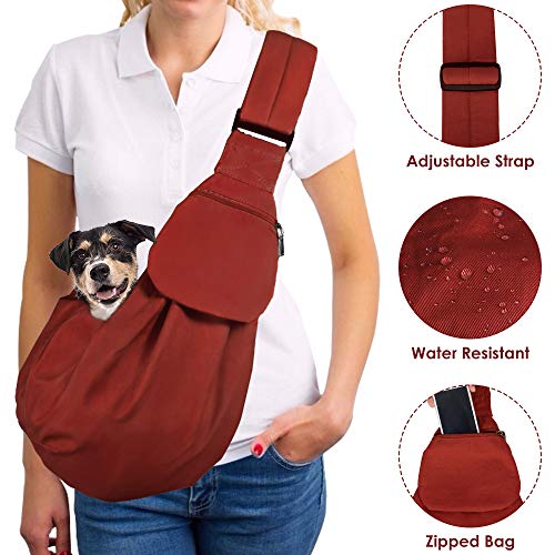 Lukovee Pet Sling, Hand Free Dog Sling Carrier Adjustable Padded Strap Tote Bag