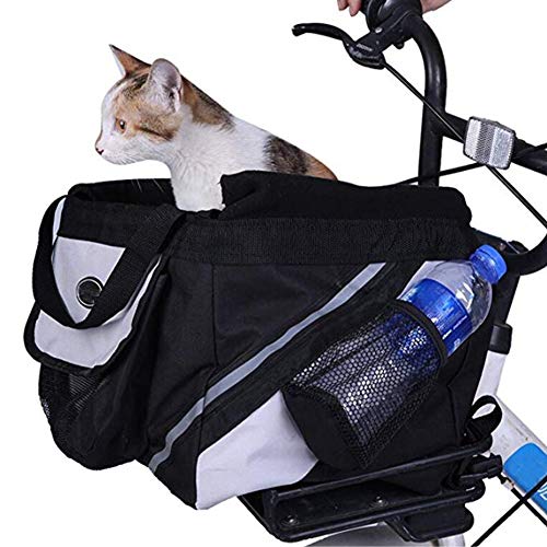 PJDDP Pet Bike Basket Bag, Bicycle Front Carrier with Folding &Quick Release