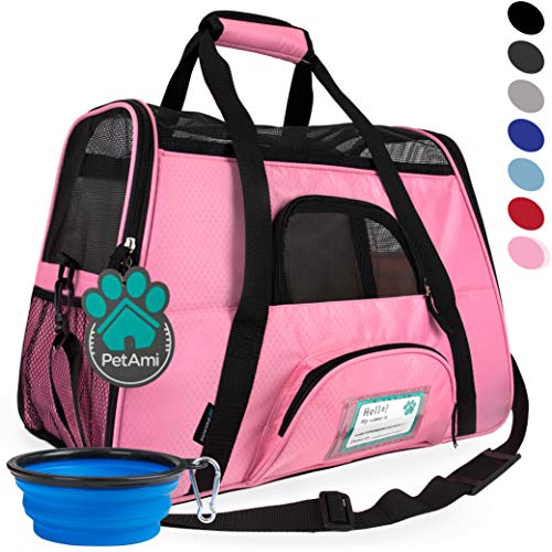 PetAmi Premium Airline Approved Soft-Sided Pet Travel Carrier | Ideal for Small - Medium Sized Cats, Dogs, and Pets | Ventilated, Comfortable Design with Safety Features (Small, Pink)