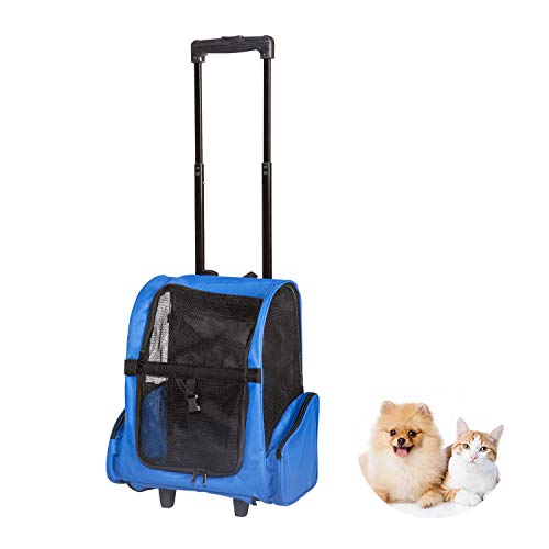 Peach Tree Pet Travel Rolling Backpack Rolling Carrier for Dogs