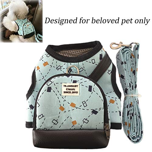 LL dawn Dog Chest Strap Large Space Dog Bag Pet Harness Vest with Leash Teddy Pomeranian Puppy Dogs Outdoor Supplies,Green,S