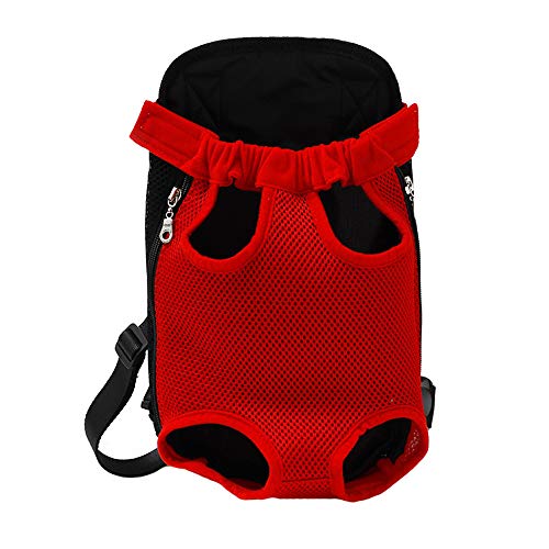 MTHDD Pet Carrier Breathable Pet Shoulder Chest Bag Pet Out Backpack Adjustable Pet Front Cat Dog Bag Fit for Traveling Hiking Camping,Red,XL
