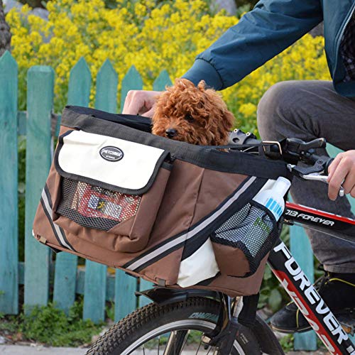 PinShang Safety Dog Bike Basket,Pet Bicycle Basket Bag, Pet Carrier Booster Dog Cat Cycling Bike Bag for All Bikes