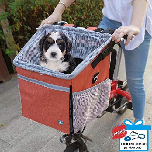 Raymace Dog Bike Basket Bag with Reflective Stripe Pet Bicycle Booster Carrier for Puppy or Small Breeds Travel With Your Pet Safety