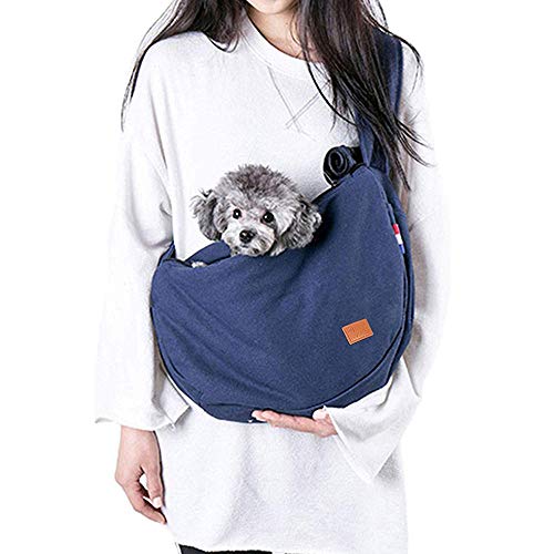 MTHDD Dog Sling Carrier Pet Puppy Bag Hands Free Kitty Rabbit Small Animals Shoulder Carry Handbag Front Pack with Adjustable Strap,Blue,502813cm