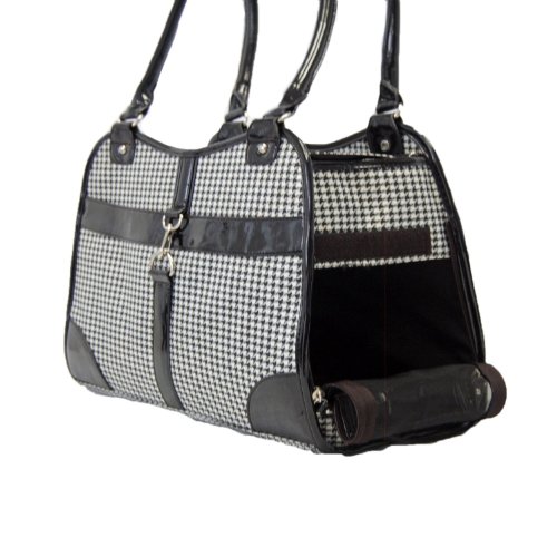 Houndstooth Print Tote Pet Dog Cat Carrier/Tote Purse Travel Airline Bag