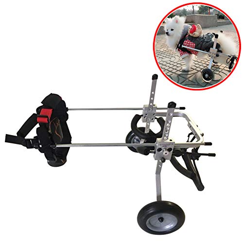 WXLJJYPD Pet Wheelchair, for Dog Adjustable Stainless Steel Cart