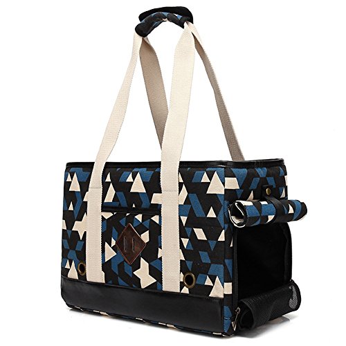 BETOP HOUSE Oxford Cloth Pet Dog Cat Carrier Travel Bag, Geometry Pattern