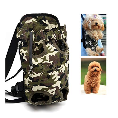 LL dawn Adjustable Pet Carrier Backpack Camouflage Double Shoulder Canvas Portable Chest Bag Traveling Supplies for Small Medium Dogs,M
