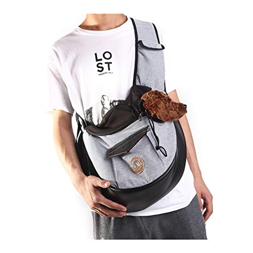 LL dawn Pet Crossbody Shoulder Bag Sling Carrier Dog Cat Small Puppy Travel Tote Hands Free Collapsible Sling Backpack Pets Supplies,Gray