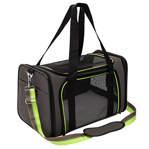Aivituvin Soft-Sided Pet Carrier for Dog and Cats, Pet Travel Carrier, Collapsible for Puppy Up to 20lbs, Extra Spacious Portable Dog Crate Kennel for Kittens, Green