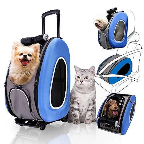 ibiyaya 4 in 1 Pet Carrier + Backpack + CarSeat + Carriers on Wheels