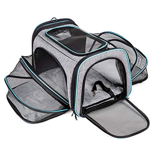 Cat Carrier Airline Approved Pet Carrier, Bertasche Expandable Soft Sided Dog Travel Carrier Bag with Removable Fleece Pad and Pockets