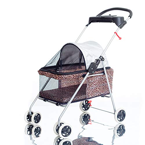 ZMTYH Pet Stroller, 4 Round Folding Portable Travel Cat Dog Stroller
