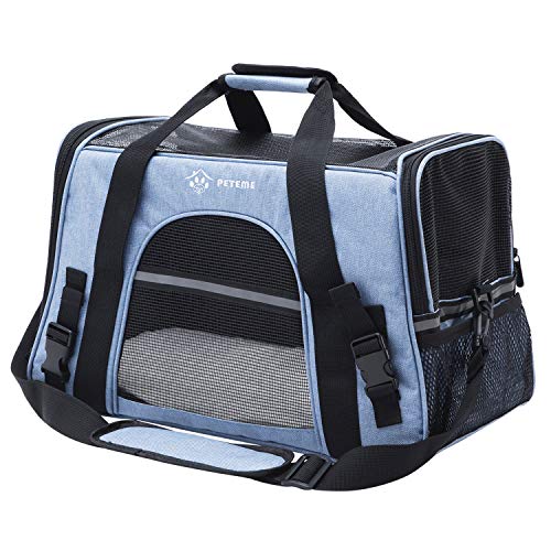 Peteme Airline Approved Pet Carrier, Soft Sided Cat Carrier Dog Carrier for Cats
