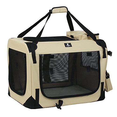 X-ZONE PET 3-Door Folding Soft Dog Crate, Indoor & Outdoor Pet Home, Multiple Sizes and Colors Available
