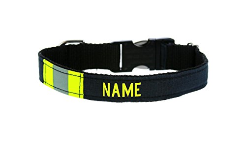 Fully Involved Stitching Personalized Firefighter Black Turnout Gear Dog Collar