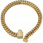 Abaxaca Luxury Dog Collar 18K Gold Small Metal 14mm Studded Buckle Collar