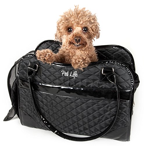 PET LIFE 'Exquisite' Handbag Fashion Designer Travel Pet Dog Carrier, One Size, Black