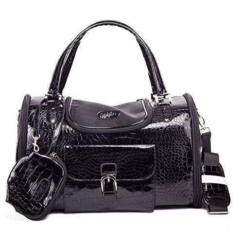 BETOP HOUSE Black Fashion Dog Carrier PU Leather Dog Handbag
