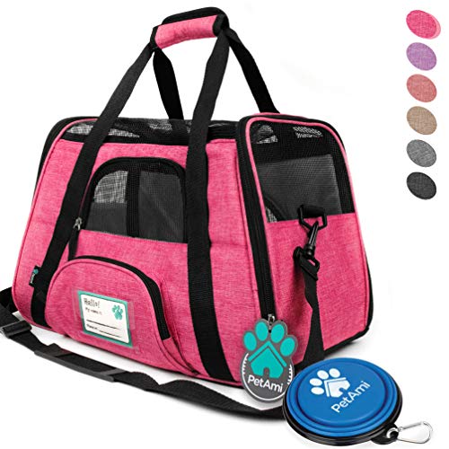 PetAmi Premium Airline Approved Soft-Sided Pet Travel Carrier | Ventilated, Comfortable Design with Safety Features | Ideal for Small to Medium Sized Cats, Dogs, and Pets (Small, Heather Pink)