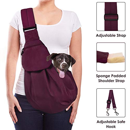 Lukovee Pet Sling, Hand Free Dog Sling Carrier Adjustable Padded Strap