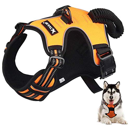 LL dawn Pet Double Stack Chest Strap Dog Harness Adjustable Pet Vest Traction Collar Reflective Belt Clothes Dog Outdoor Supplies,Orange,XL
