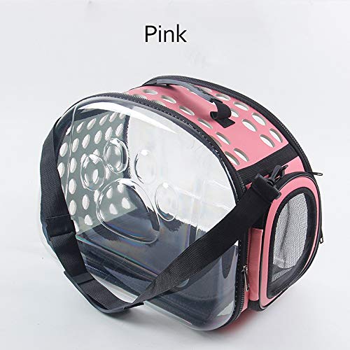 MTHDD Transparent Cat Dog Carrier Bag Space Capsule Foldable Breathable Pet Travel Bag Outdoor Backpack Puppy Travel Carrying Handbag,Pink,362022cm