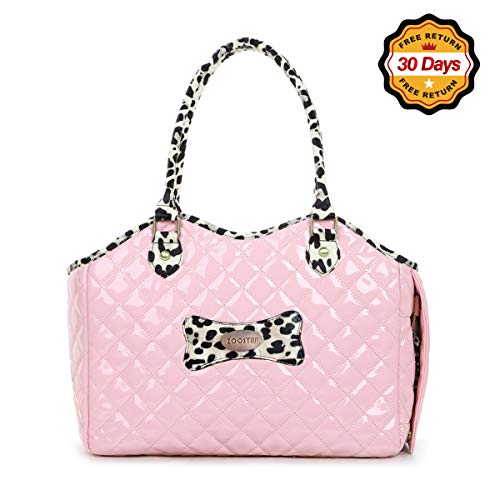 Dog Carrier Purse Pet Travel Bag Cat Portable Handbag,Soft Sided Tote with 2 Fleece Pads for Small Pets,Come with a Pet Comb,Up to 15lbs,Go Traveling Hiking Shopping with Your Doggy (Pink)