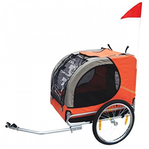 Daonanba Comfortable Dog Bike Trailer Orange Practical Safe Pet