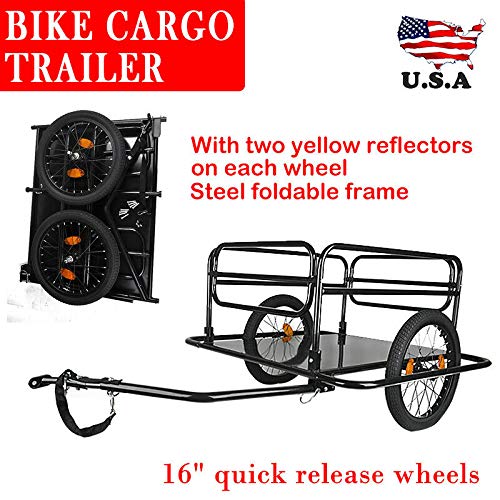 HOLLEuu Outdoor Bicycle Cargo Trailer Dural Bike Wheels Foldable Pets Cart