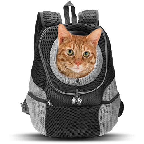 Out-of-Port Portable Backpack Pet Backpack Chest Dog Bag Cat Bag Small Dog Cat Pet Backpack Fit for Traveling Hiking Camping for Small Medium Dogs,Black,L
