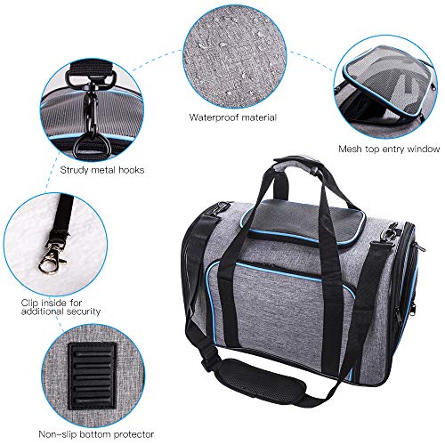 Soft Sided Pet Travel Carrier 4 Sides Expandable Cat Carrier with ...